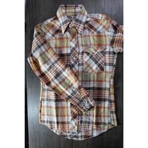 VTG Wrangler plaid long sleeve pearl snap shirt western pearly fall boys 12